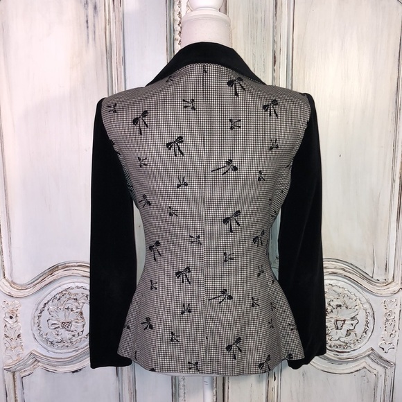 VINTAGE Look Vonn TIF  Collection Black and White Houndstooth Blazer Size 9 - Picture 8 of 15